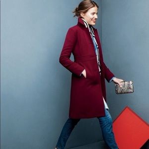 J crew dress coat in burgundy